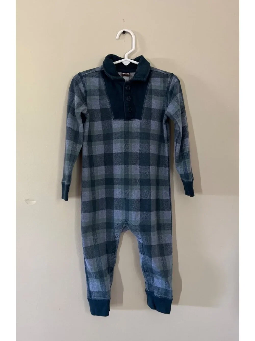 Tea Collection Infant Size 18-24 Months Blue Green One Piece Long Sleeve Pajamas